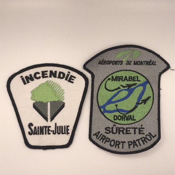 Canadian 2 Patch Lot Montreal Airport Safety Saint Julie Fire Service Department - Picture 1 of 5